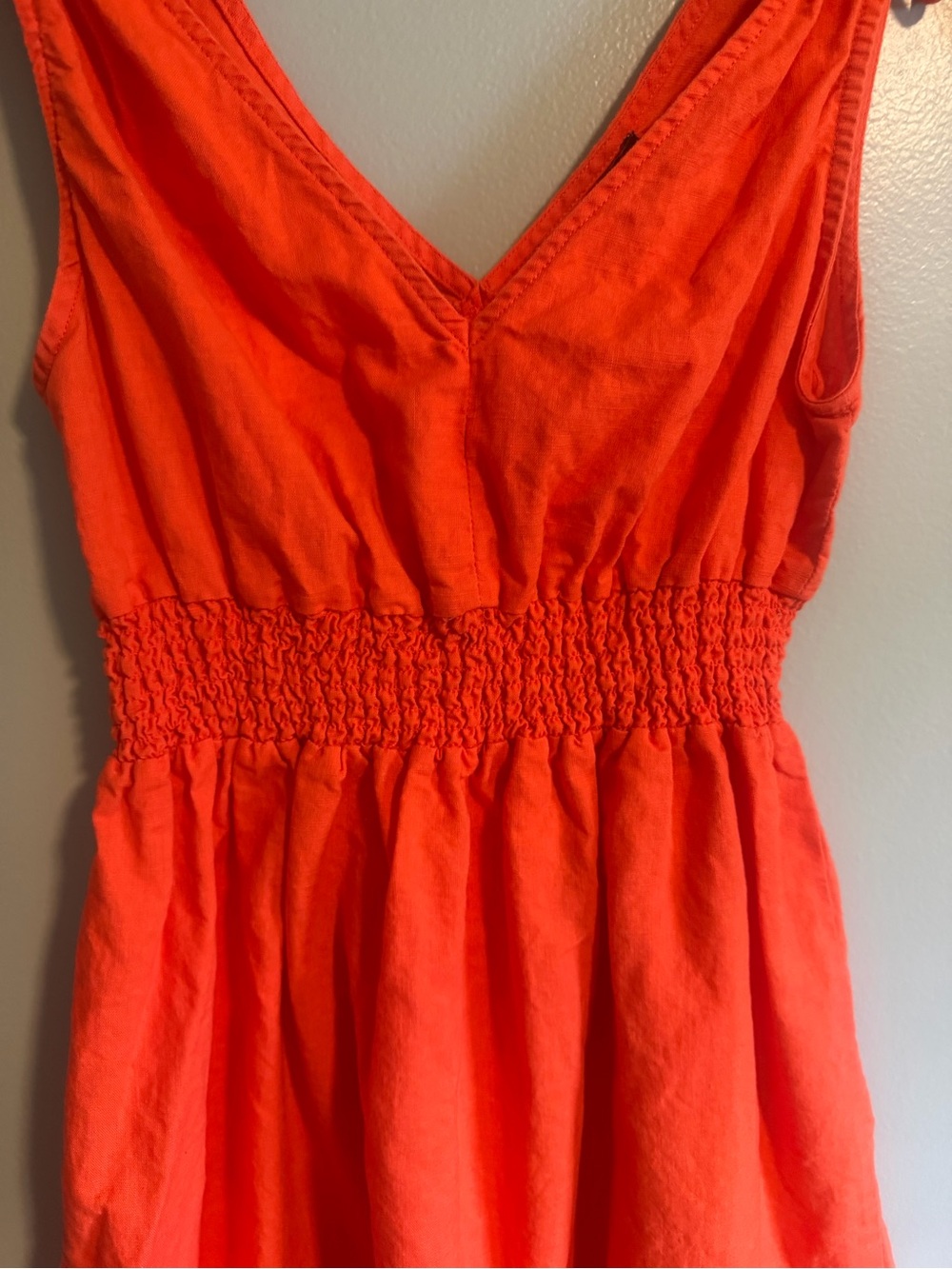Deluc Linen Blend Women's Tie-Shoulder Orange Sleeveless Maxi Dress size Small - Picture 5 of 11